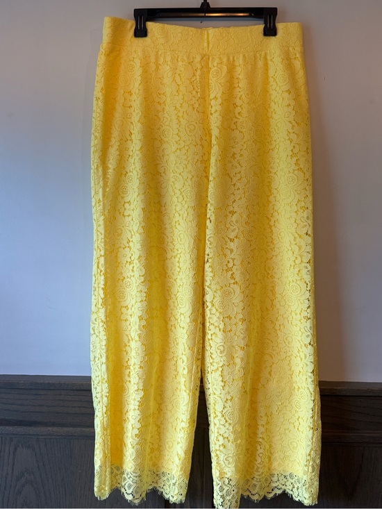 Isaac Mizrahi Pants - Isaac Mizrahi Yellow Wide Leg Lace Pants medium